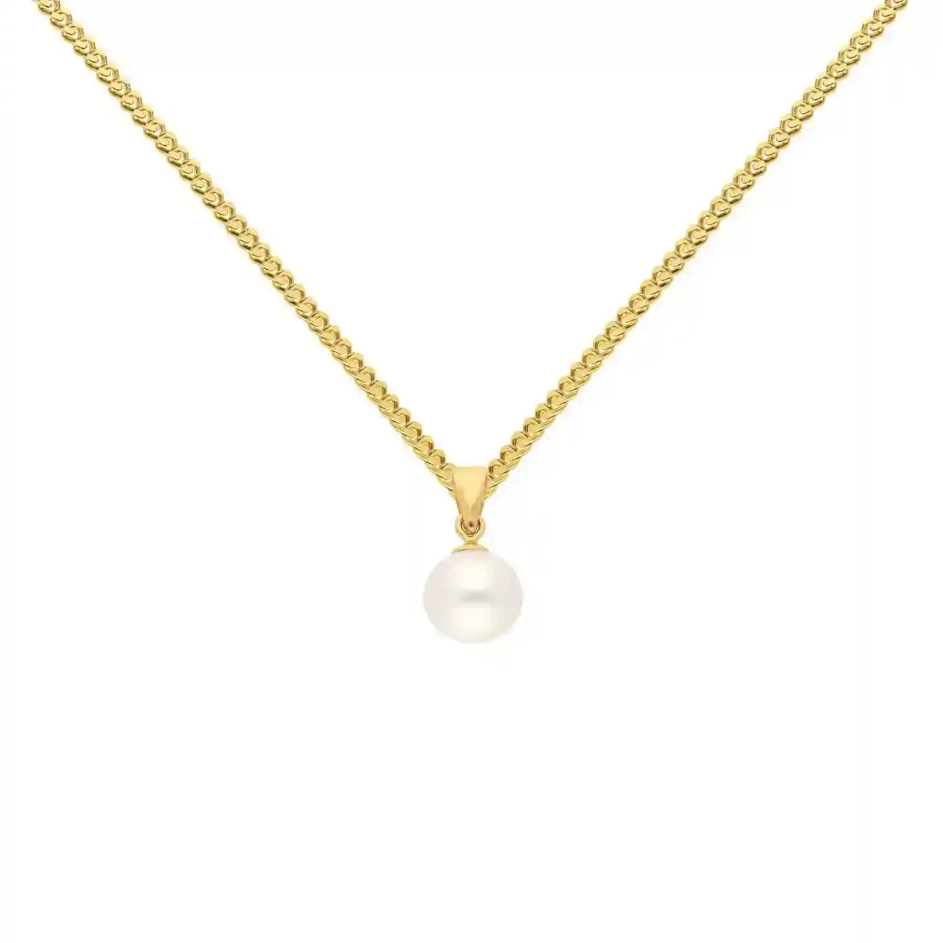 Gold Anhänger Süßwasserperle mit Goldkette 585-14 Karat Gold - Firma Holzenplotz - Silberketten-Goldketten.de 