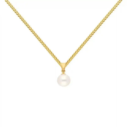 Gold Anhänger Süßwasserperle mit Goldkette 585-14 Karat Gold - Firma Holzenplotz - Silberketten-Goldketten.de 