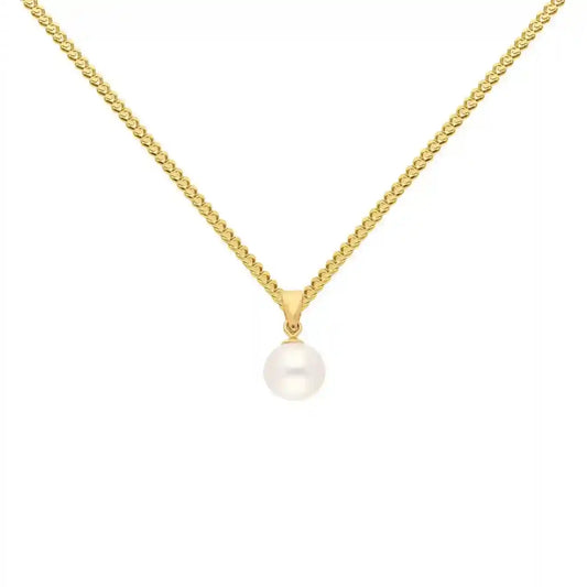 Gold Anhänger Süßwasserperle mit Goldkette 585-14 Karat Gold - Firma Holzenplotz - Silberketten-Goldketten.de 
