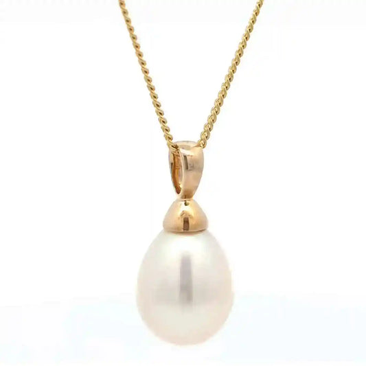 Gold Anhänger Süßwasserperle Perle mit Goldkette 333-8 Karat Gold - Firma Holzenplotz - Silberketten-Goldketten.de 