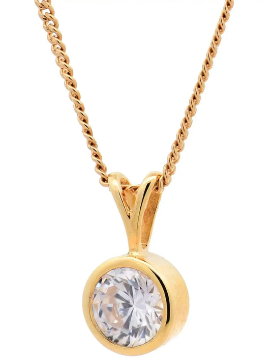 Gold Anhänger Zarge Zirkonia mit Goldkette massiv 333 - 8 Karat Gold - Firma Holzenplotz - Silberketten - Goldketten.de