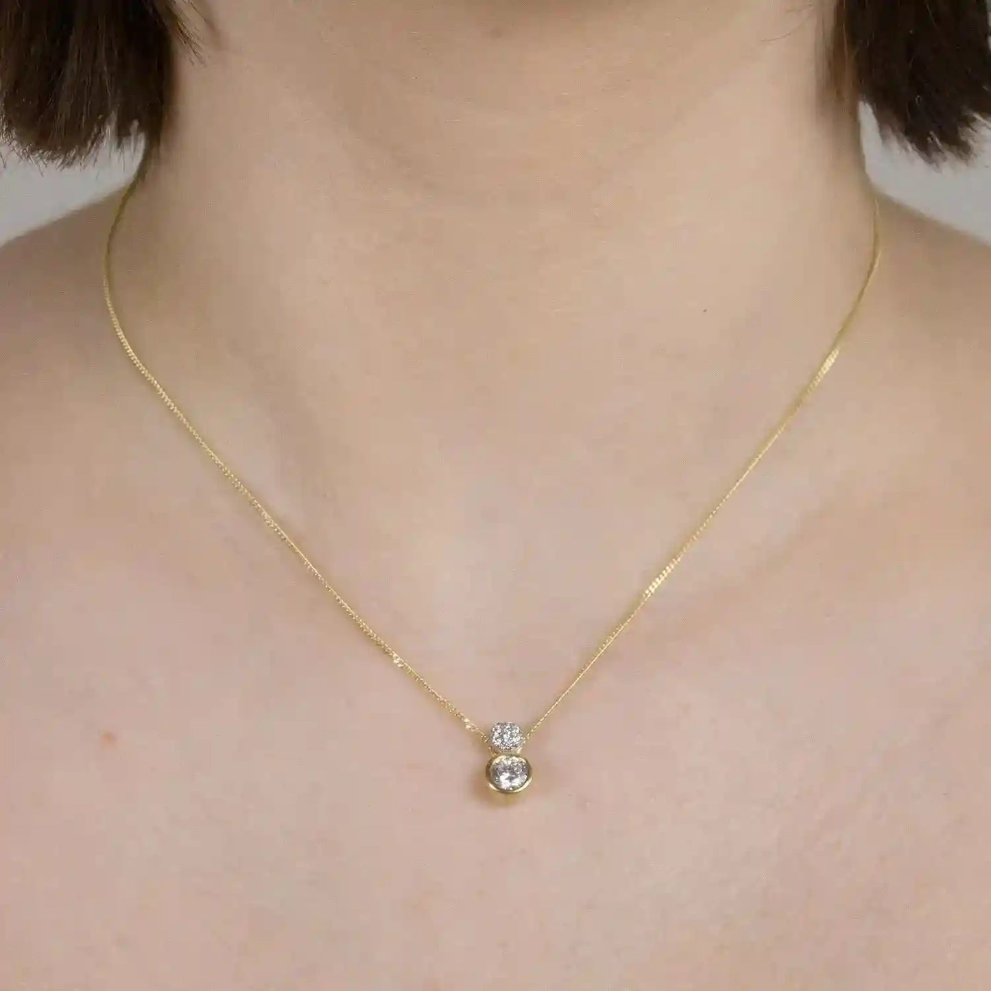 Gold Anhänger Zirkonia mit Goldkette massiv 333-8 Karat Gold