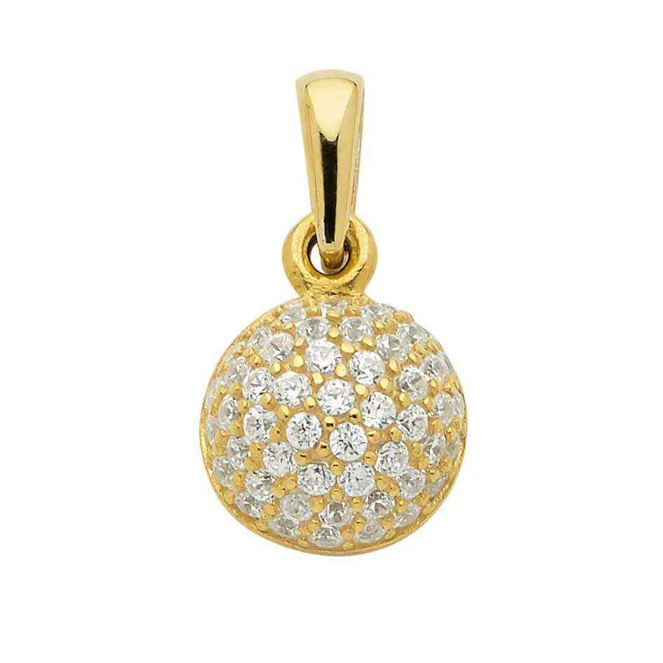 Anhänger aus Gold rhodiniert mit Zirkonia Steinen aus massiv 333 - 8 kt Gelbgold mit massiver Goldkette