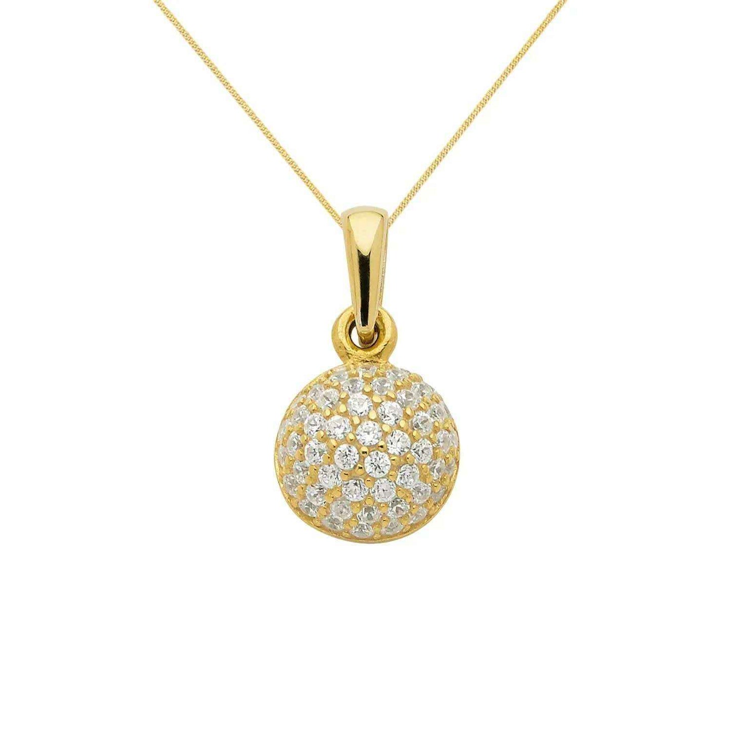 Anhänger aus Gold rhodiniert mit Zirkonia Steinen aus massiv 333 - 8 kt Gelbgold  mit massiver Goldkette