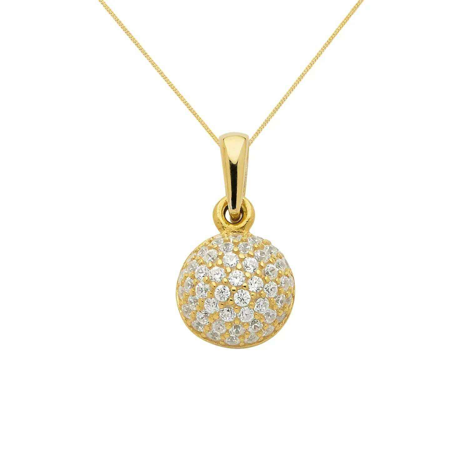 Anhänger aus Gold rhodiniert mit Zirkonia Steinen aus massiv 333 - 8 kt Gelbgold  mit massiver Goldkette