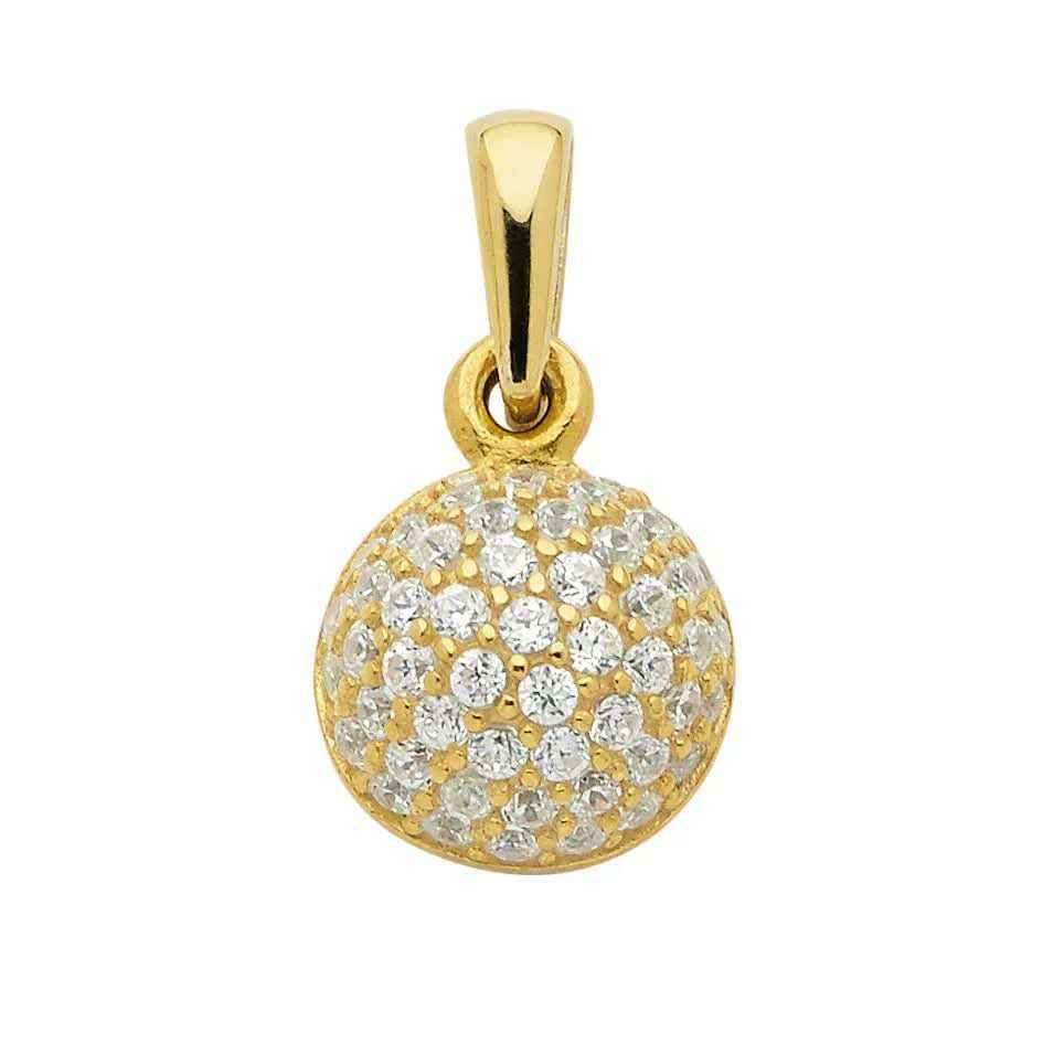 Anhänger aus Gold rhodiniert mit Zirkonia Steinen aus massiv 333 - 8 kt Gelbgold