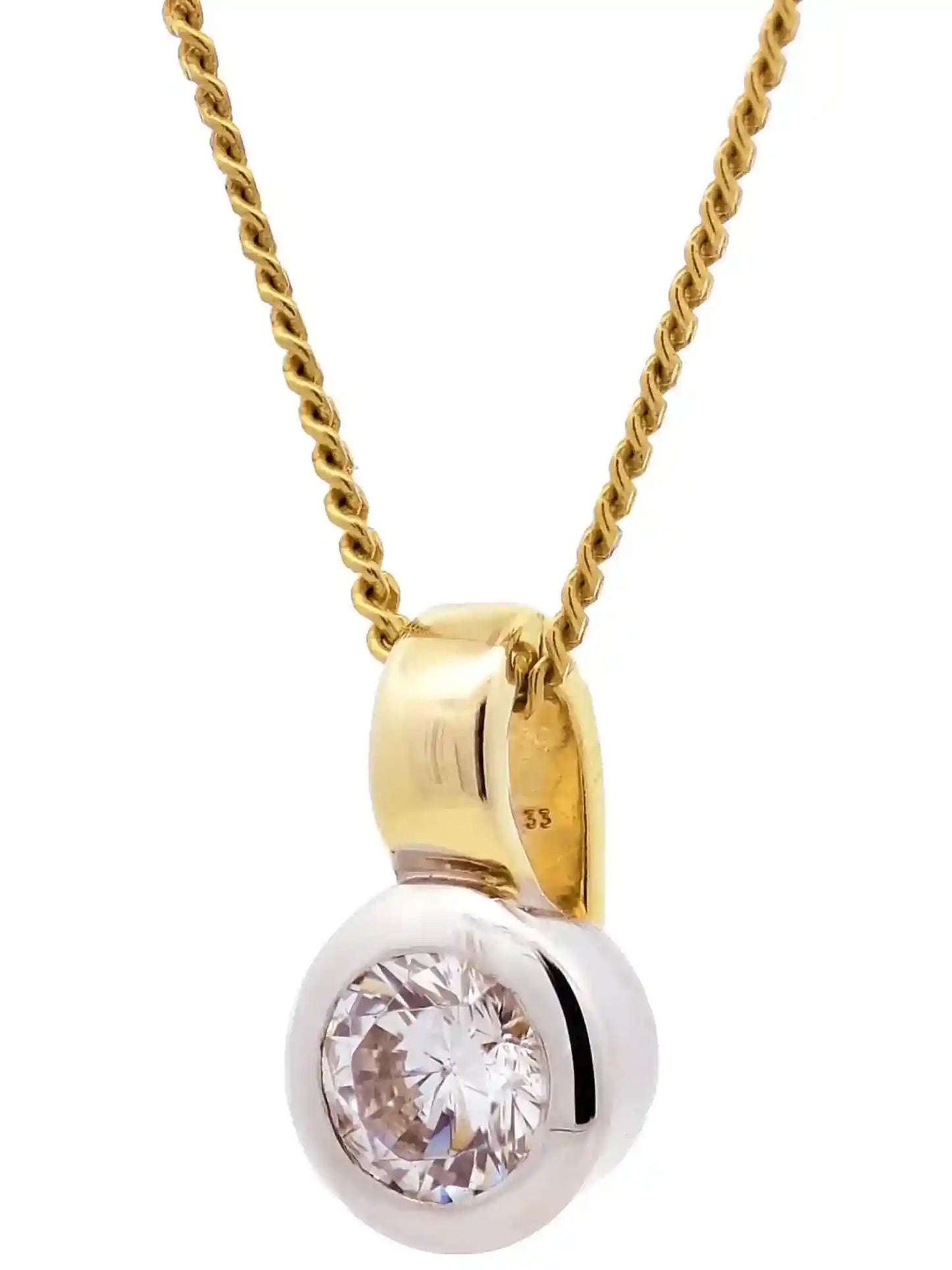 Gold Anhänger Zirkonia mit Goldkette massiv 333-8 Karat Gold