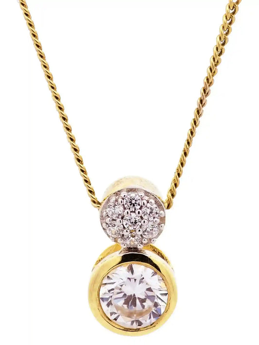 Gold Anhänger Zirkonia mit Goldkette massiv 333-8 Karat Gold - Firma Holzenplotz - Silberketten-Goldketten.de 