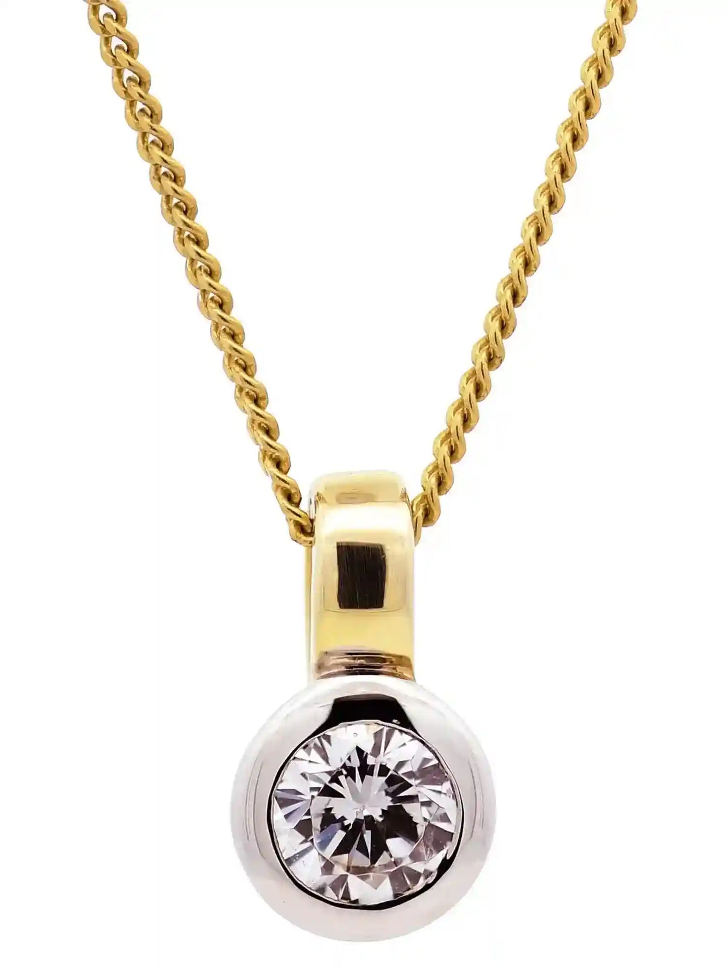 Gold Anhänger Zirkonia mit Goldkette massiv 333-8 Karat Gold
