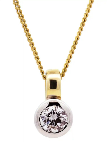 Gold Anhänger Zirkonia mit Goldkette massiv 333-8 Karat Gold