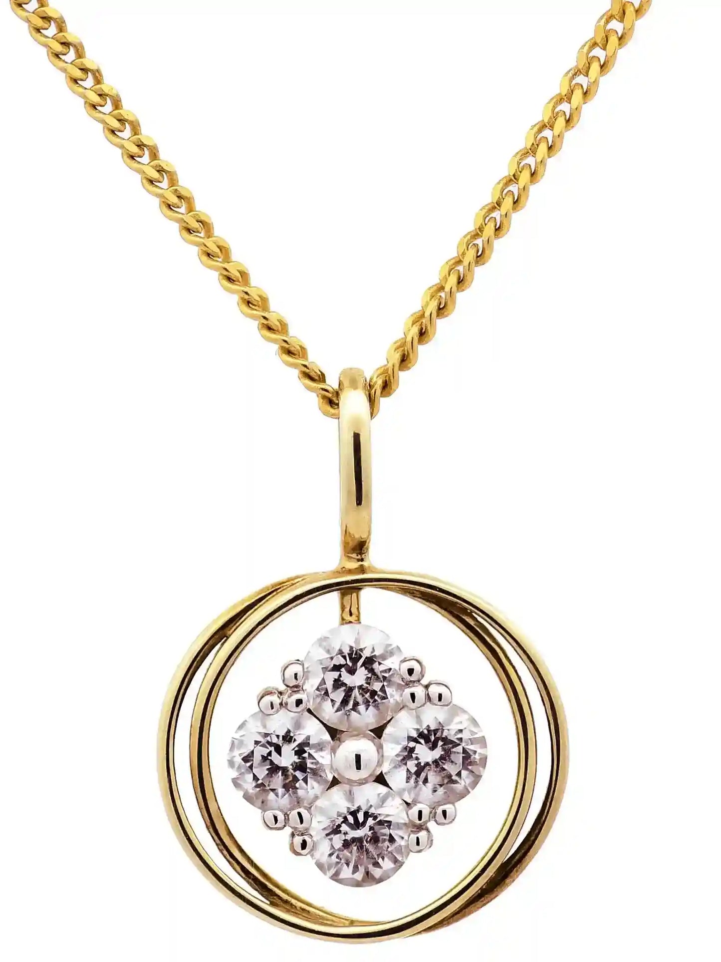 Gold Anhänger Zirkonia mit Goldkette massiv 333-8 Karat Gold