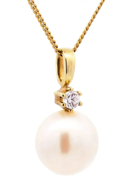Gold Anhänger Zirkonia mit Perle  mit Goldkette 333-8 Karat Gold