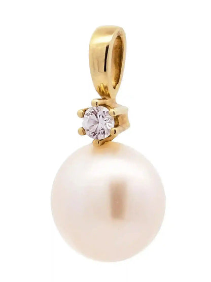 Gold Anhänger Zirkonia mit Perle mit Goldkette 333-8 Karat Gold - Firma Holzenplotz - Silberketten-Goldketten.de 