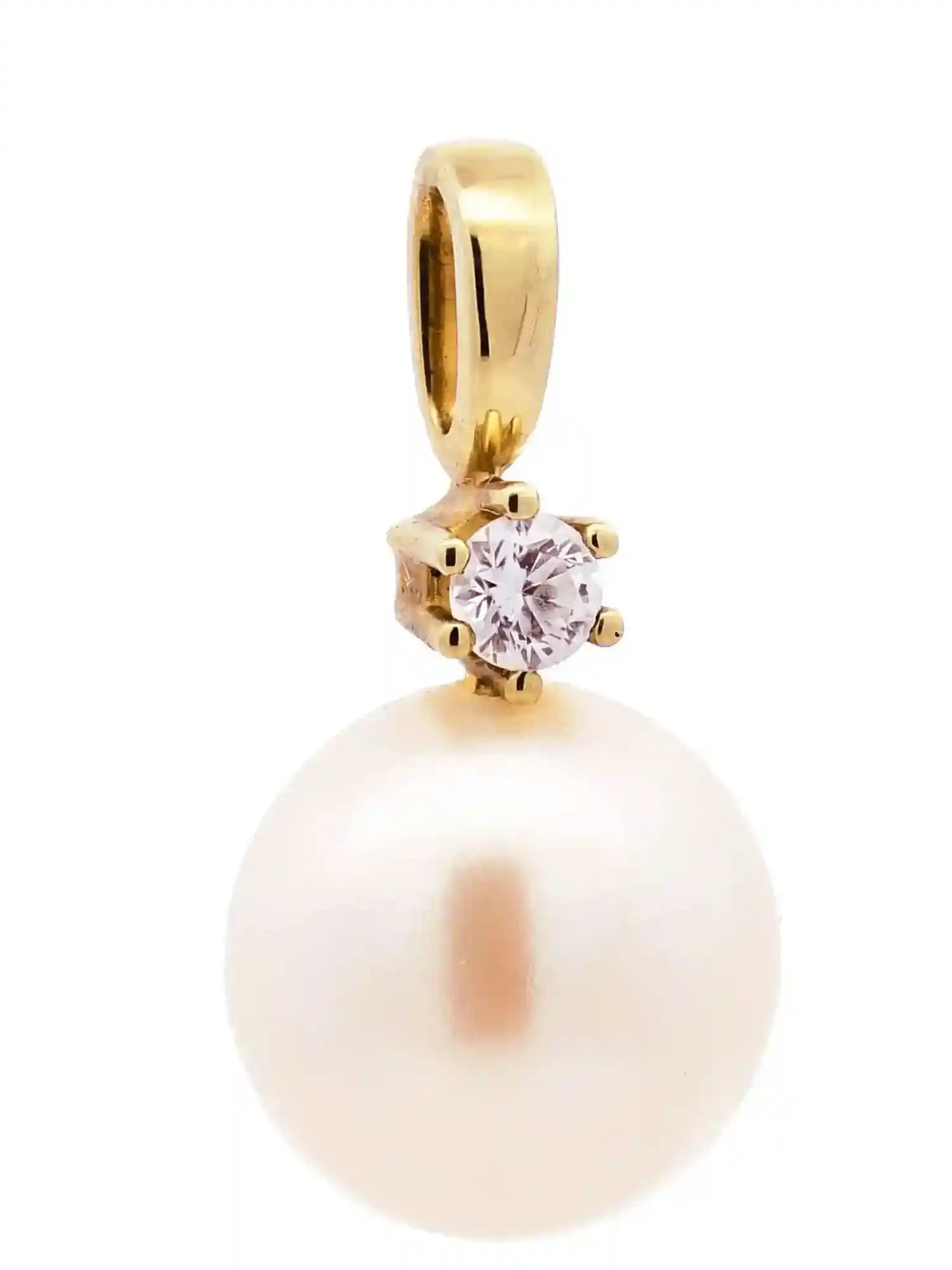 Gold Anhänger Zirkonia mit Perle mit Goldkette 333-8 Karat Gold - Firma Holzenplotz - Silberketten-Goldketten.de 