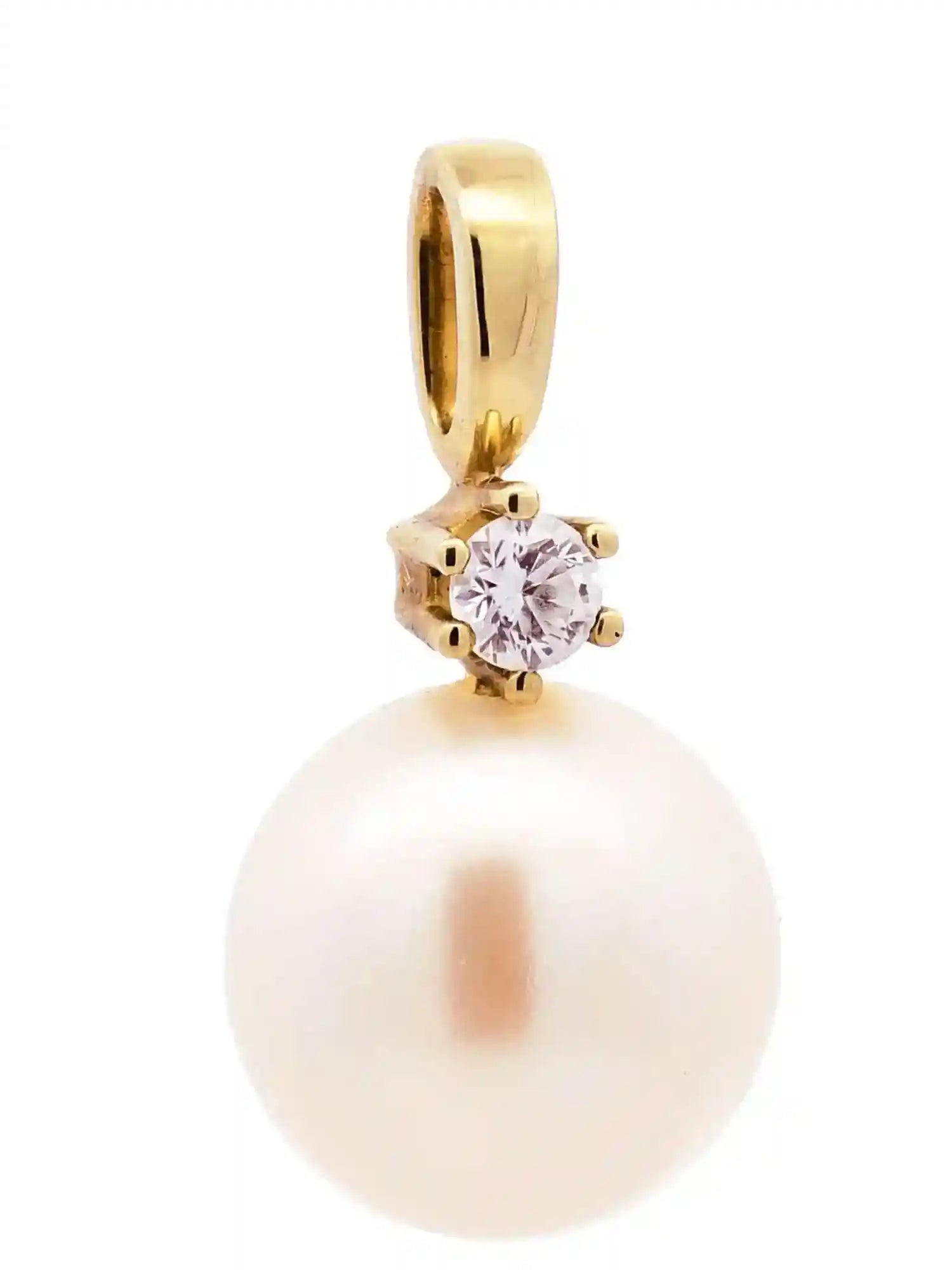 Gold Anhänger Zirkonia mit Perle mit Goldkette 333-8 Karat Gold - Firma Holzenplotz - Silberketten-Goldketten.de 