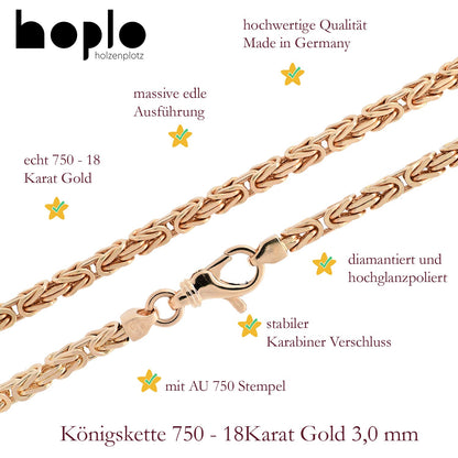 Goldarmband Königskette Armkette Breite 3,0mm massiv 750 - 18 Karat Gold - Firma Holzenplotz - Silberketten - Goldketten.de
