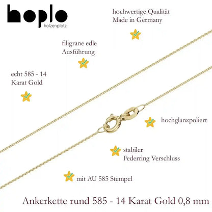 Goldkette Ankerkette Breite 0,8mm - 585-14 Karat Gold - Firma Holzenplotz - Silberketten-Goldketten.de 