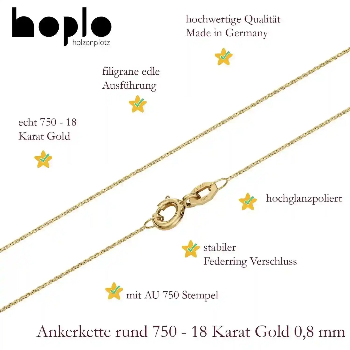Goldkette Ankerkette Breite 0,8mm - 750-18 Karat Gold