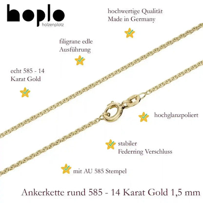 Goldkette Ankerkette Breite 1,5mm - 585-14 Karat Gold - Firma Holzenplotz - Silberketten-Goldketten.de 