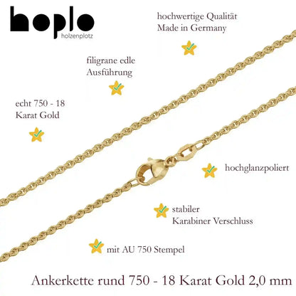 Goldkette Ankerkette Breite 2,0mm - 750-18 Karat Gold - Firma Holzenplotz - Silberketten-Goldketten.de 