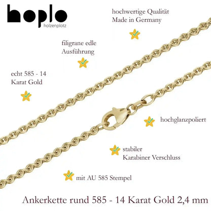 Goldkette Ankerkette Breite 2,4mm - 585-14 Karat Gold - Firma Holzenplotz - Silberketten-Goldketten.de 