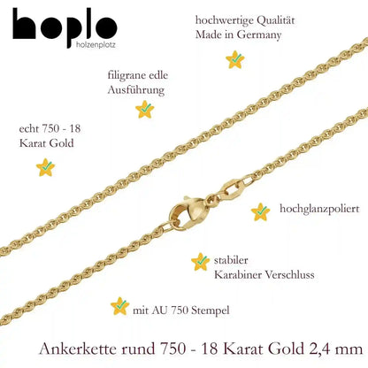 Goldkette Ankerkette Breite 2,4mm - 750-18 Karat Gold - Firma Holzenplotz - Silberketten-Goldketten.de 