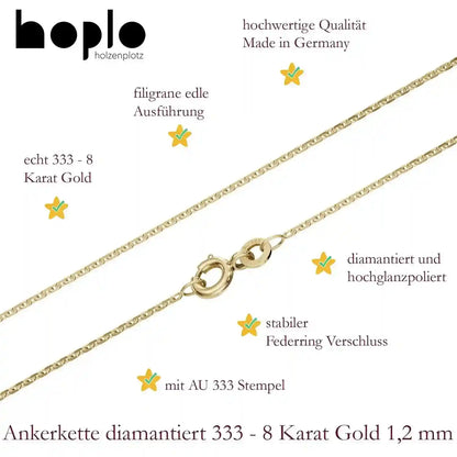 Goldkette Ankerkette diamantiert Halskette 1,2 mm 333-8 Karat Gold - Firma Holzenplotz - Silberketten-Goldketten.de 