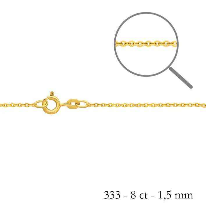 1,5 mm 36 cm 333 - 8 Karat Gold Halskette Ankerkette rund massiv Gold hochwertige Goldkette  2 g