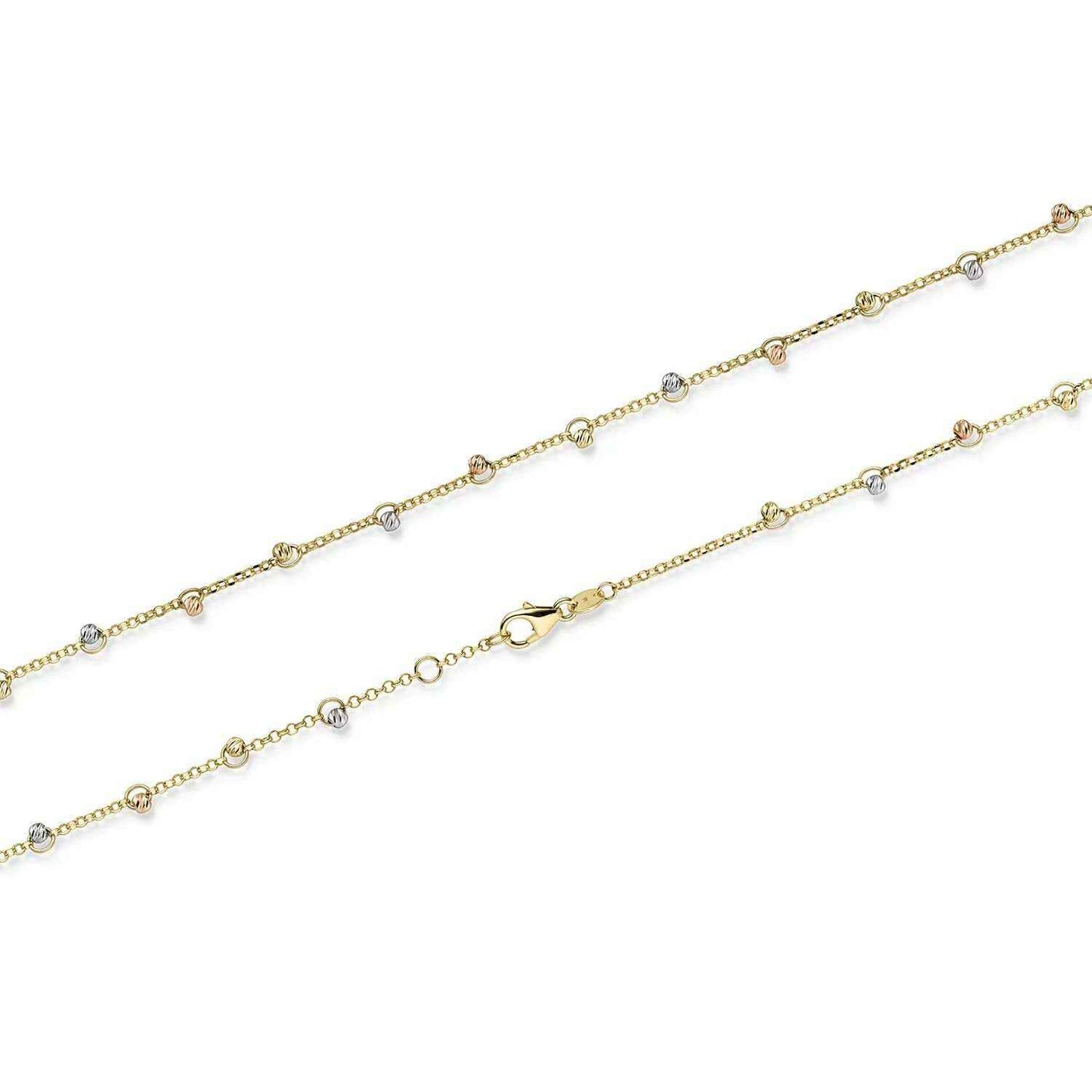 Goldkette Ankerkette mit Kügelchen diamantiert 1,5mm 585-14 Karat Gold