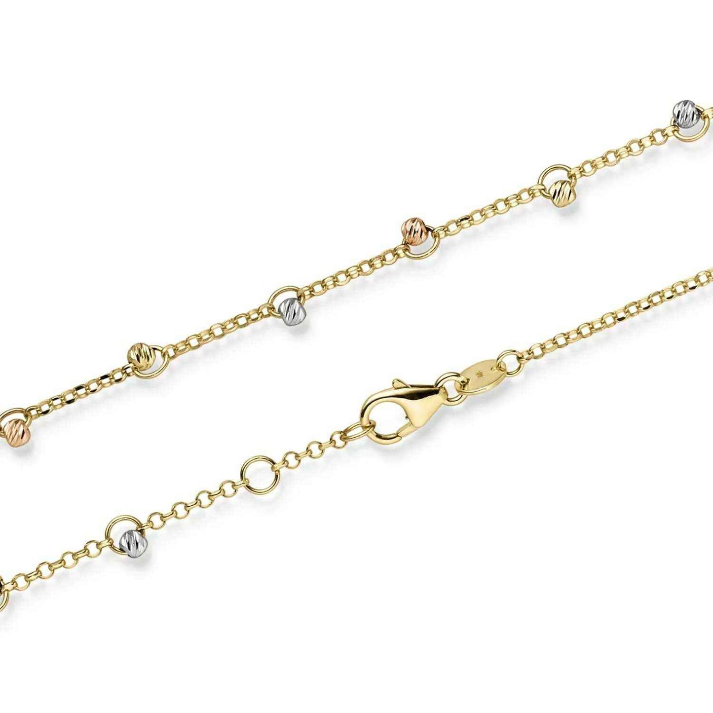Goldkette Ankerkette mit Kügelchen diamantiert 1,5mm 585-14 Karat Gold