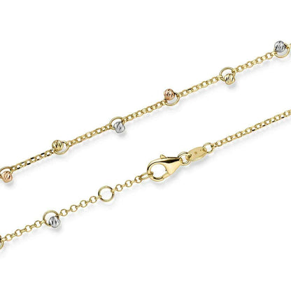 Goldkette Ankerkette mit Kügelchen diamantiert 1,5mm 585-14 Karat Gold