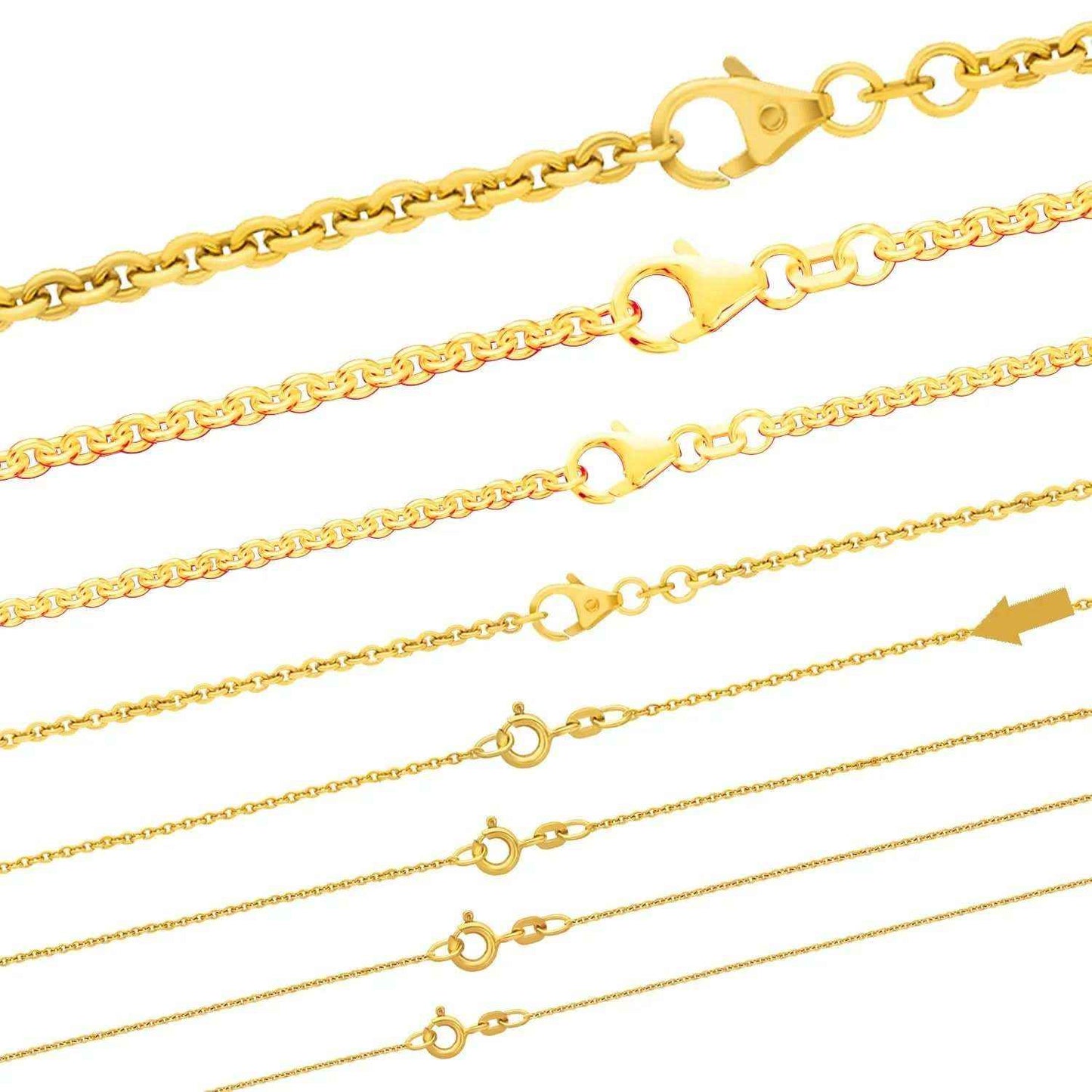 Goldkette Ankerkette rund Halskette massiv 333 - 8 Karat Gold Auswahl - Firma Holzenplotz - Silberketten-Goldketten.de 