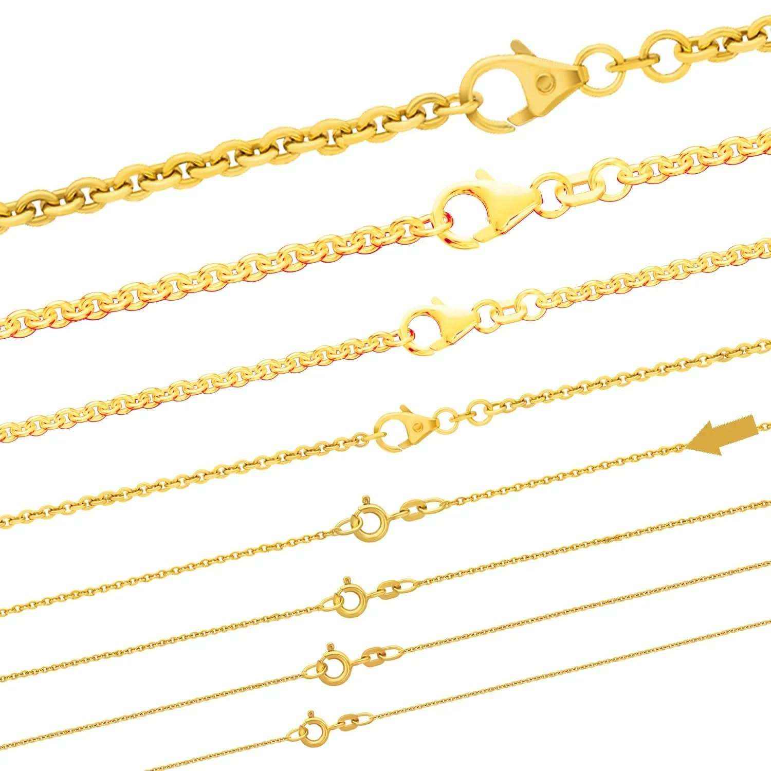 Goldkette Ankerkette rund Halskette massiv 333 - 8 Karat Gold Auswahl - Firma Holzenplotz - Silberketten-Goldketten.de 