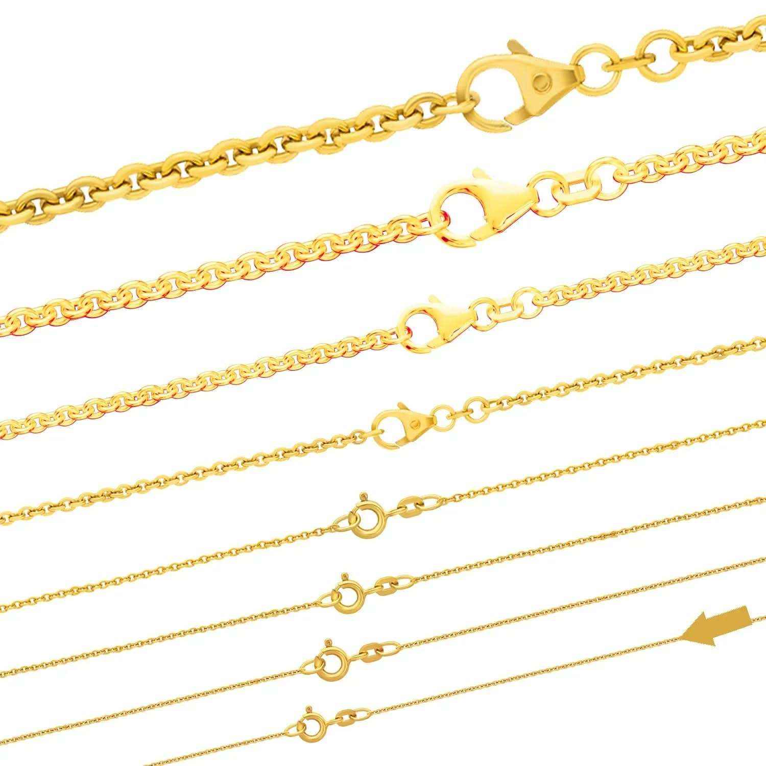 Goldkette Ankerkette rund Halskette massiv 333 - 8 Karat Gold Auswahl - Firma Holzenplotz - Silberketten-Goldketten.de 