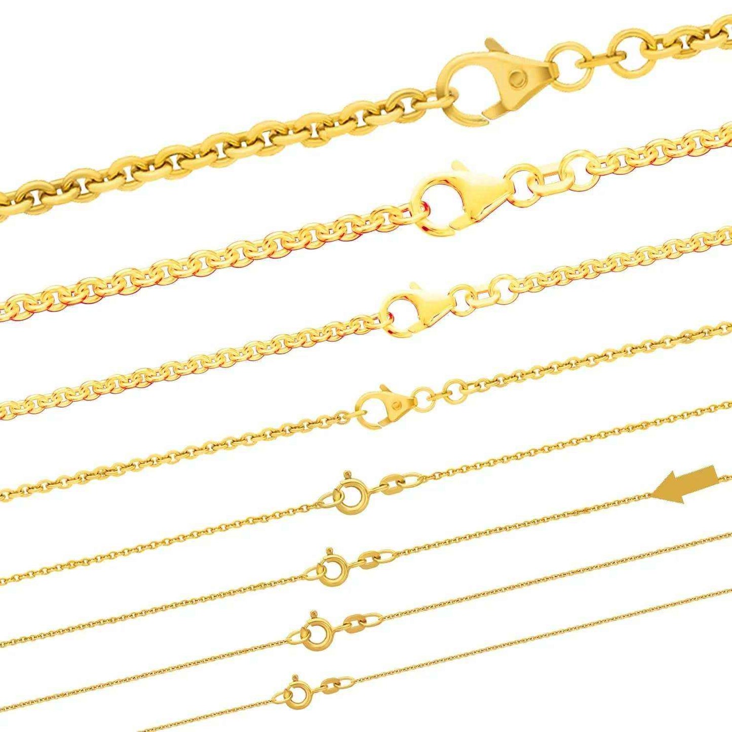 Goldkette Ankerkette rund Halskette massiv 333 - 8 Karat Gold Auswahl - Firma Holzenplotz - Silberketten-Goldketten.de 