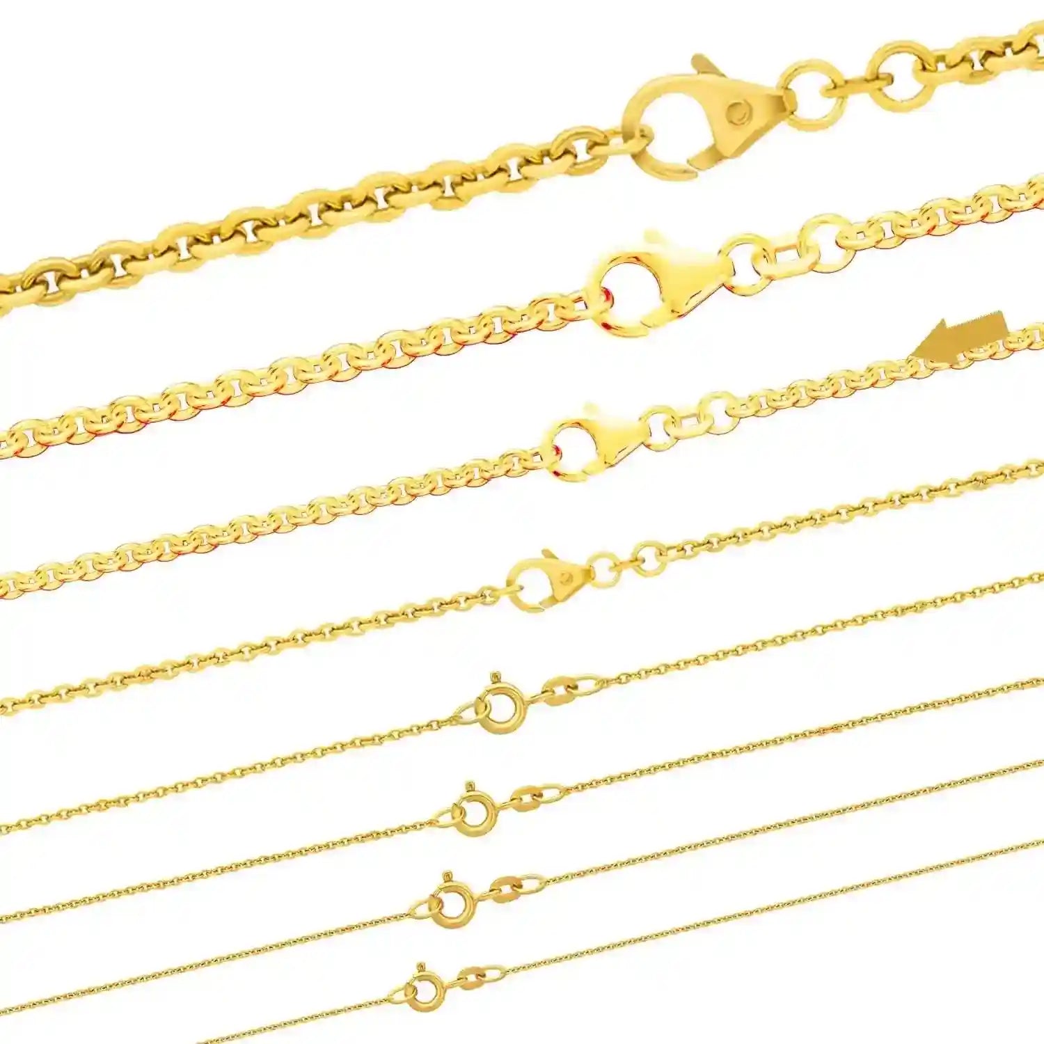 Goldkette Ankerkette rund Halskette massiv 333 - 8 Karat Gold Auswahl - Firma Holzenplotz - Silberketten-Goldketten.de 