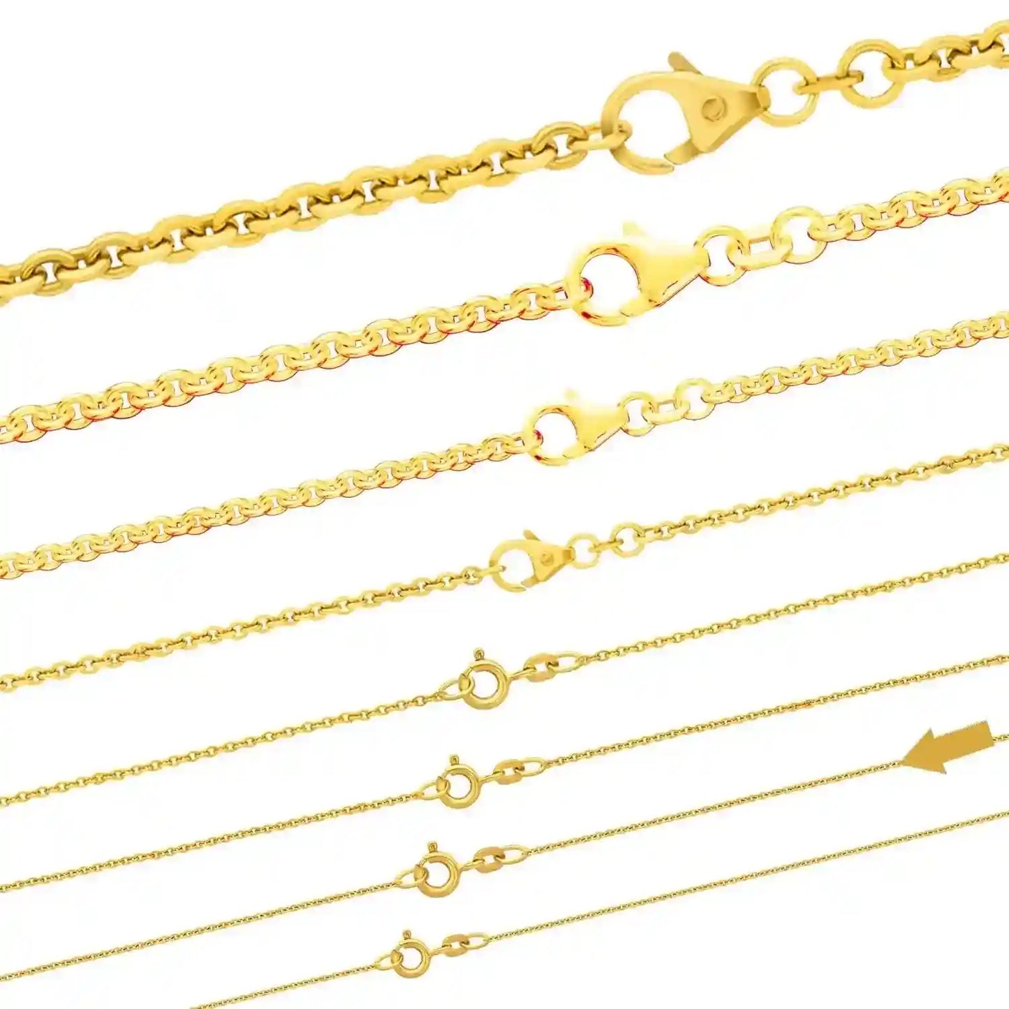Goldkette Ankerkette rund Halskette massiv 333 - 8 Karat Gold Auswahl - Firma Holzenplotz - Silberketten-Goldketten.de 