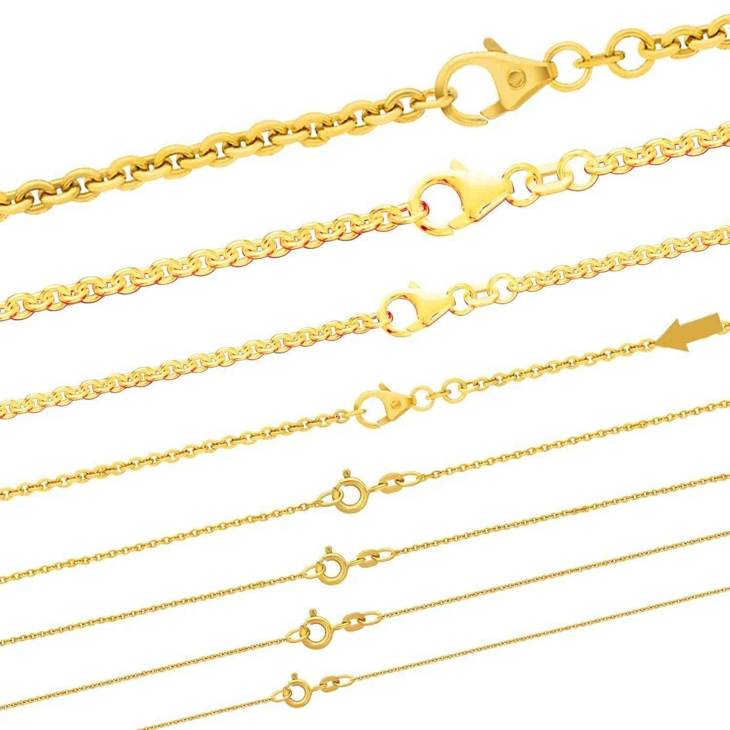 Goldkette Ankerkette rund Halskette massiv 333 - 8 Karat Gold Auswahl - Firma Holzenplotz - Silberketten-Goldketten.de 