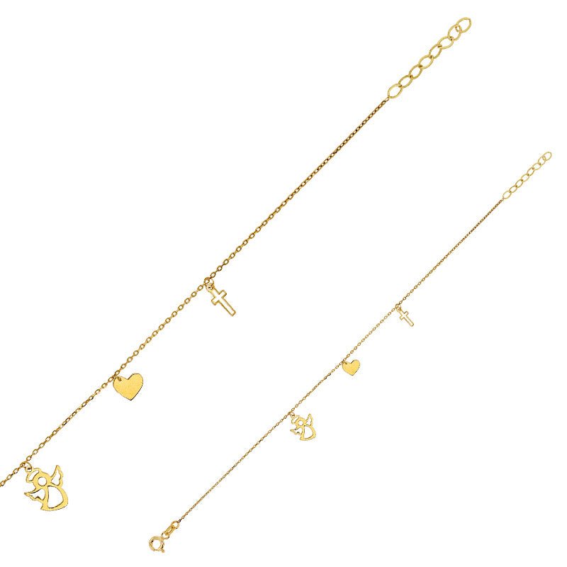 Goldkette Armkette mit Pampillen Engel Herz Kreuz 375 - 9 Karat Gold - Firma Holzenplotz - Silberketten - Goldketten.de