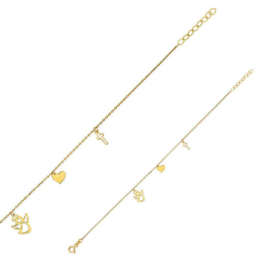 Goldkette Armkette mit Pampillen Engel Herz Kreuz 375 - 9 Karat Gold - Firma Holzenplotz - Silberketten - Goldketten.de