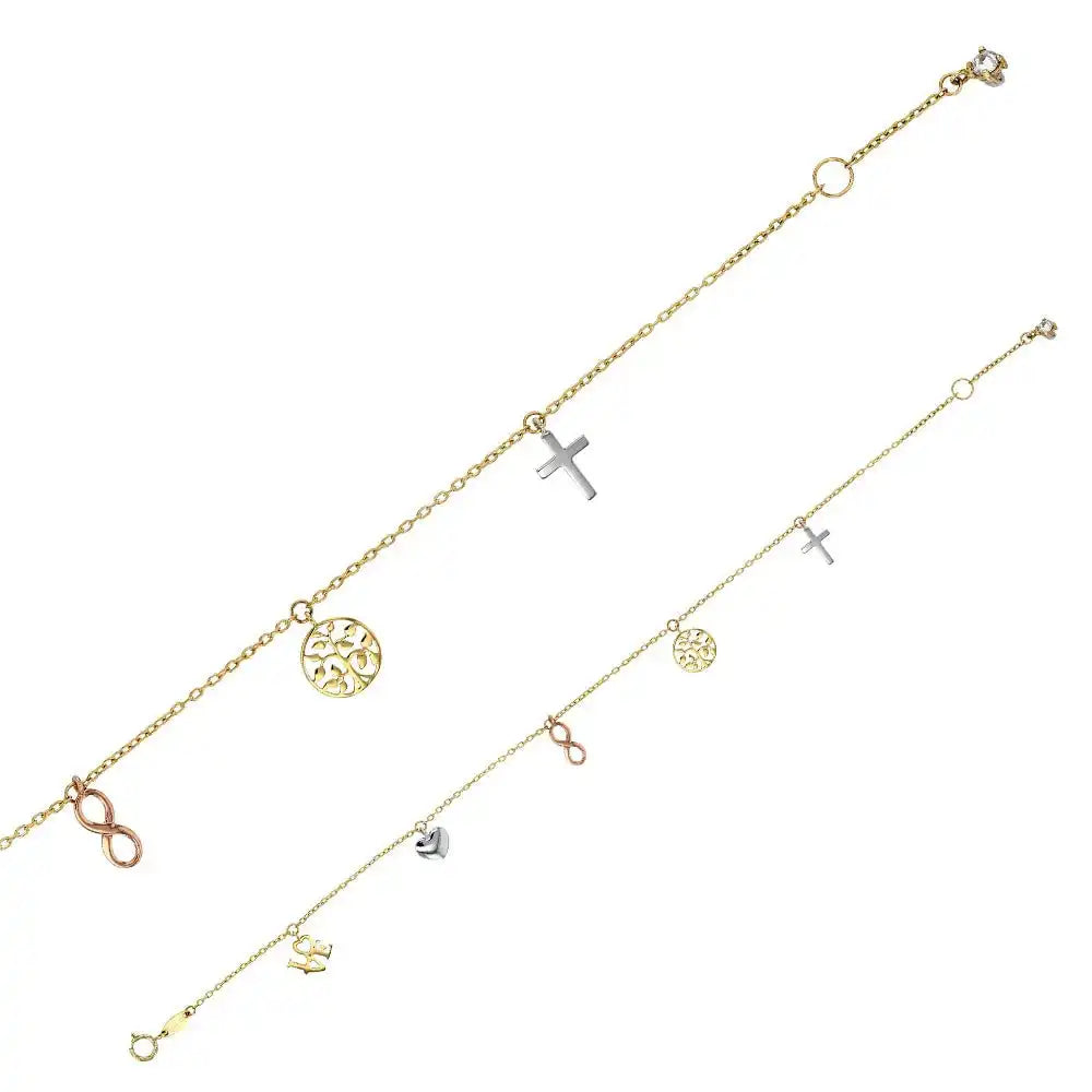 Goldkette Armkette mit Pampillen Herz, Kreuz 375 - 9 Karat Gold - Firma Holzenplotz - Silberketten - Goldketten.de