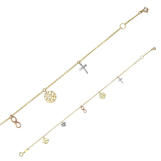 Goldkette Armkette mit Pampillen Herz, Kreuz 375 - 9 Karat Gold - Firma Holzenplotz - Silberketten - Goldketten.de