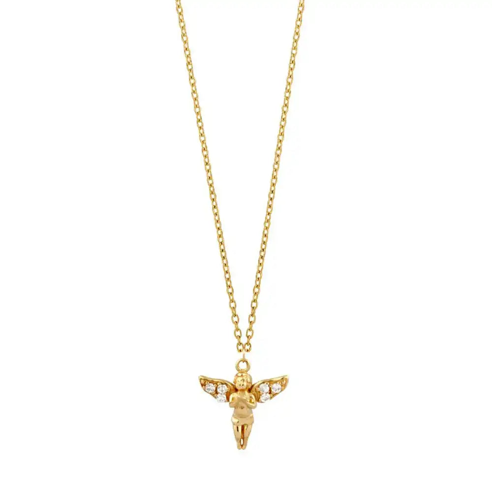 Goldkette Collier Engel Zirkonia massiv 375 - 9 Karat Gold 45cm - Firma Holzenplotz - Silberketten - Goldketten.de
