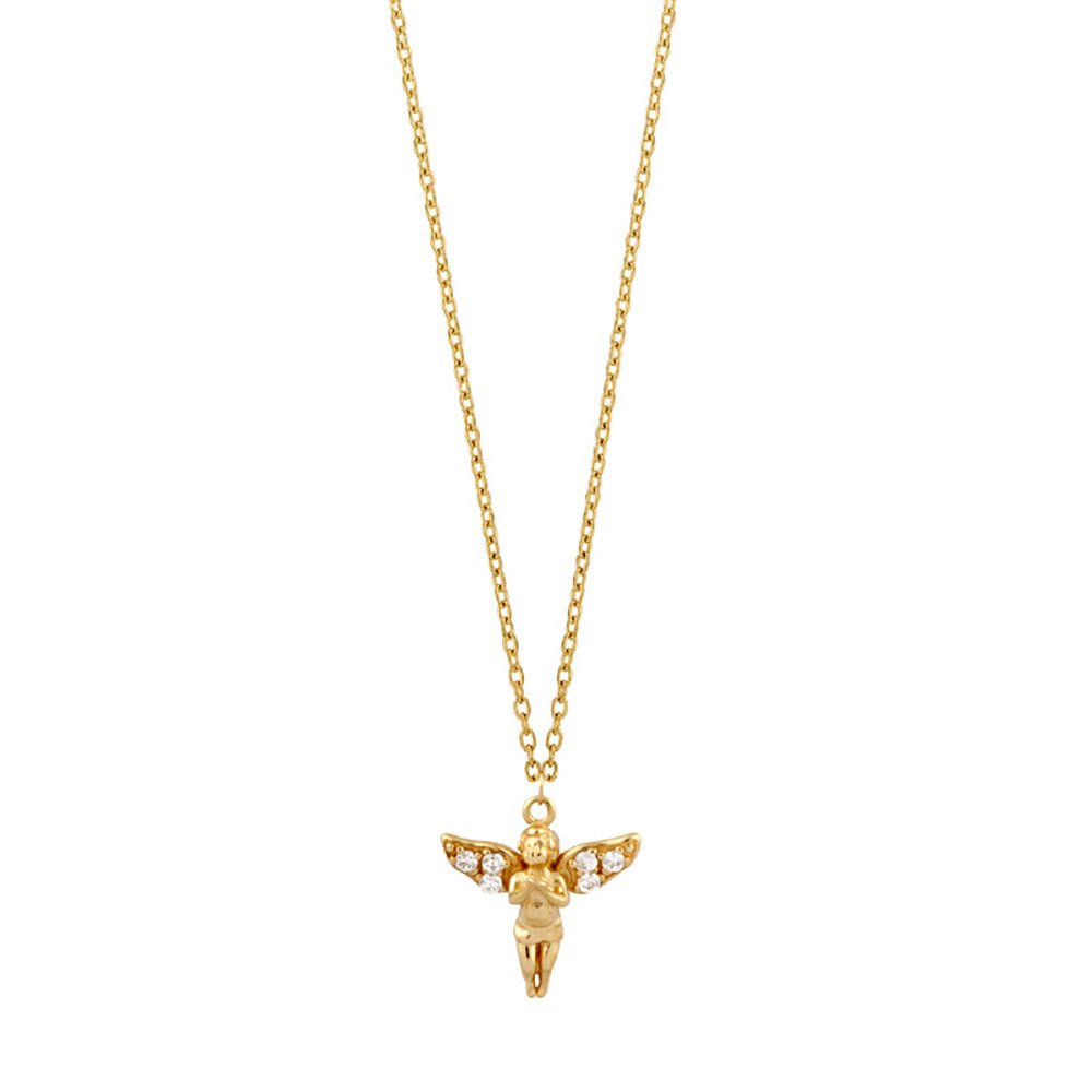 Goldkette Collier Engel Zirkonia massiv 375 - 9 Karat Gold 45cm - Firma Holzenplotz - Silberketten - Goldketten.de