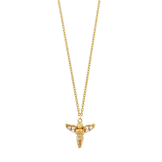 Goldkette Collier Engel Zirkonia massiv 375 - 9 Karat Gold 45cm - Firma Holzenplotz - Silberketten - Goldketten.de