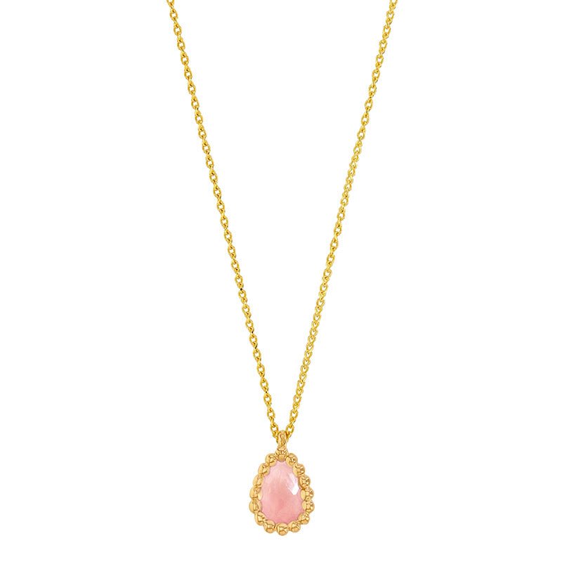 Goldkette Collier Halskette Rosenquarz massiv 750 - 18 Karat Gold 42 cm - Firma Holzenplotz - Silberketten - Goldketten.de