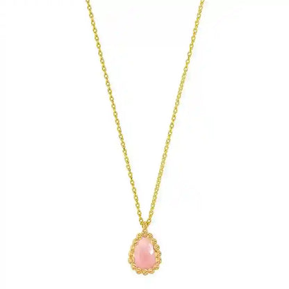 Goldkette Collier Halskette Rosenquarz massiv  750-18 Karat Gold 42 cm