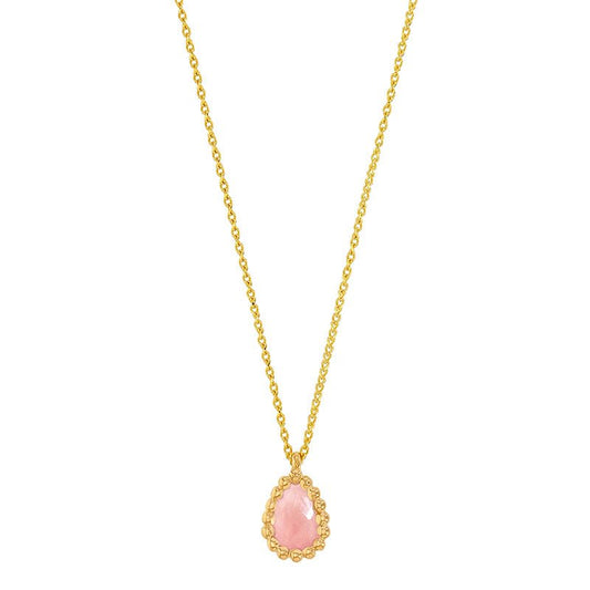 Goldkette Collier Halskette Rosenquarz massiv 750 - 18 Karat Gold 42 cm - Firma Holzenplotz - Silberketten - Goldketten.de