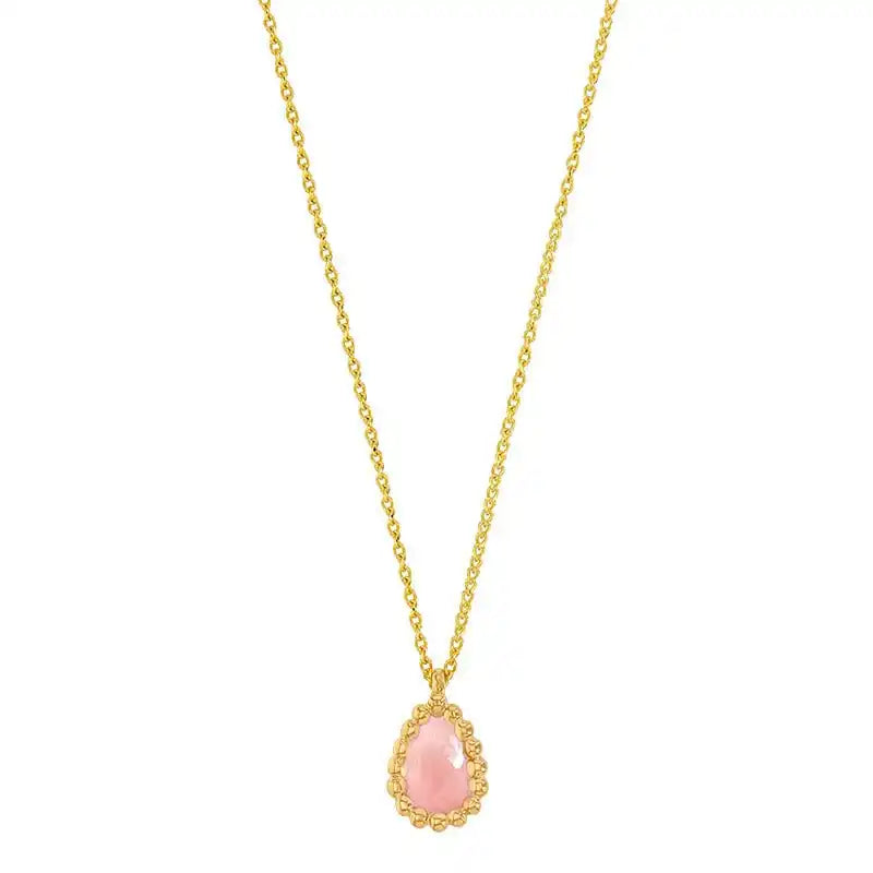 Goldkette Collier Halskette Rosenquarz massiv 750 - 18 Karat Gold 42 cm - Firma Holzenplotz - Silberketten - Goldketten.de