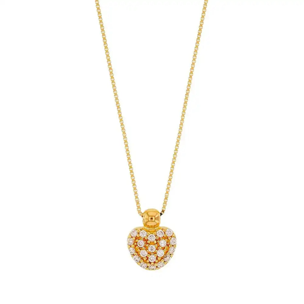 Goldkette Collier Herz mit Zirkonia massiv 375 - 9 Karat Gold 42 cm - Firma Holzenplotz - Silberketten - Goldketten.de
